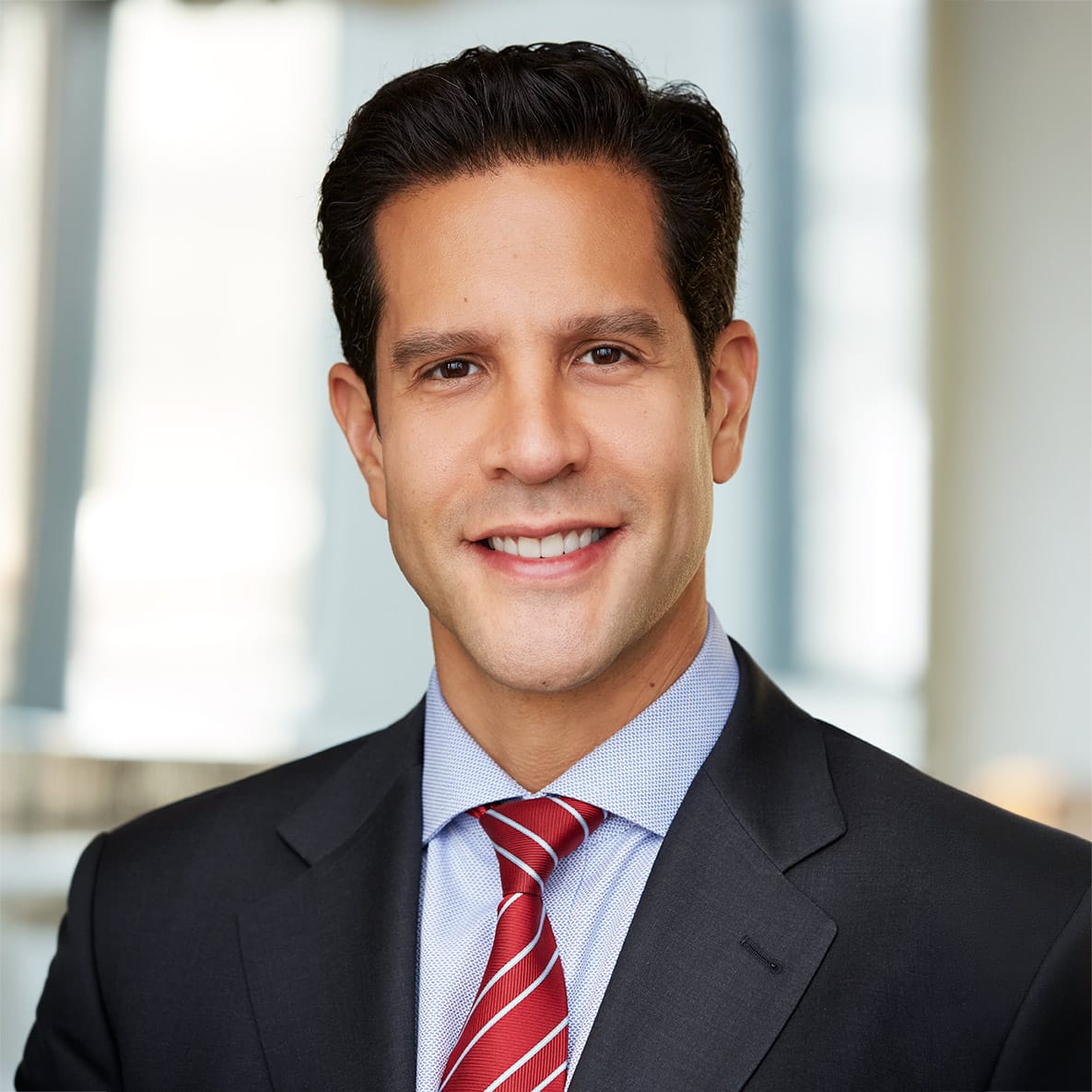LinkedIn headshot cropped square with shoulders showing, ready for the circular profile photo crop